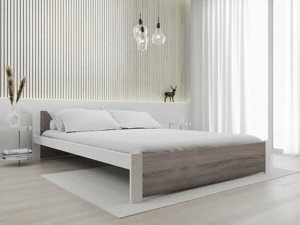IKAROS ágy 140 x 200 cm, fehér/trüffel tölgy Ágyrács: Léces ágyrács, Matrac: Matrac nélkül