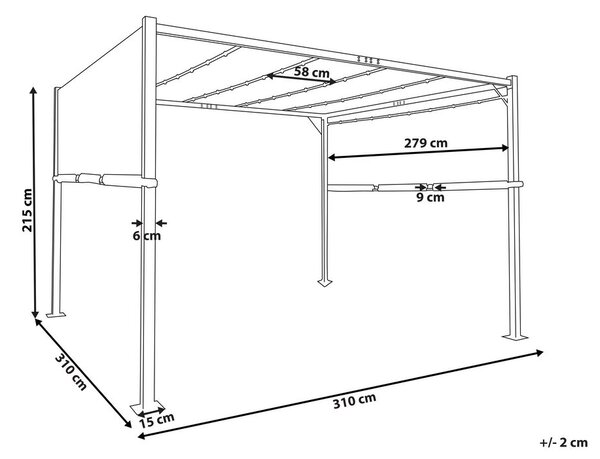 Pavilon LED PARGA Fém 310 cm 310 cm Sötétszürke