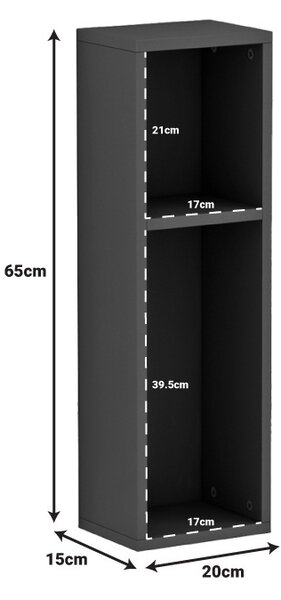 Függő éjjeliszekrény, Pako World Racks, szürke, 20x15x65 cm