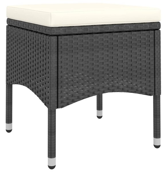 4 részes fekete kerti polyrattan szék- és zsámolyszett