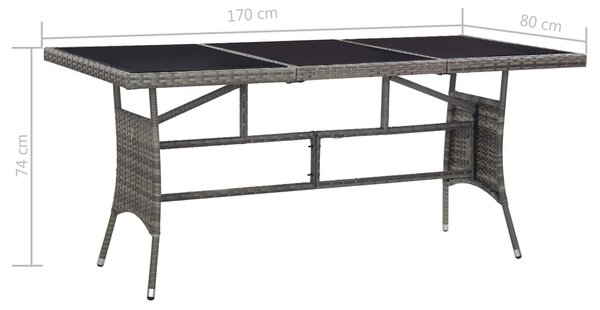 VidaXL szürke polyrattan kerti asztal 170 x 80 x 74 cm