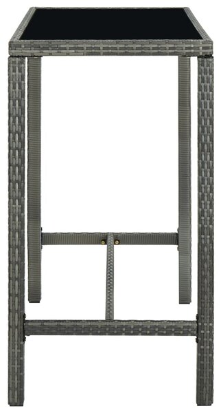 Szürke polyrattan és üveg kerti bárasztal 130 x 60 x 110 cm