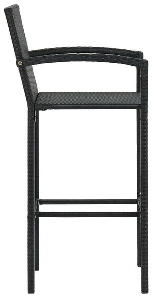 5 részes fekete polyrattan kültéri bárszett kartámasszal