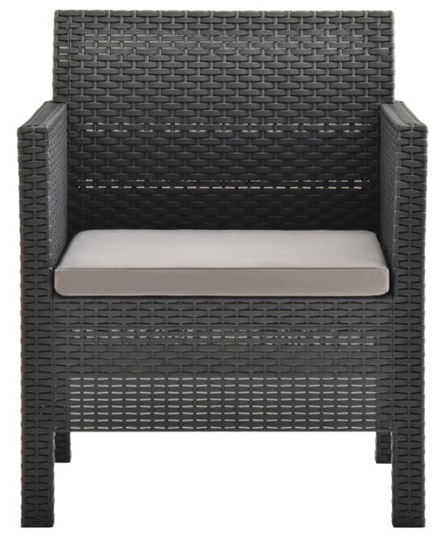 Antracitszürke rattan kerti szék párnával 63 x 65 x 76 cm PP rattan