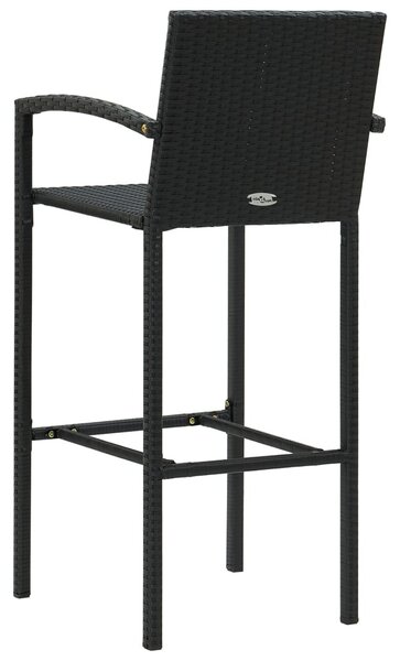 4 db fekete polyrattan bárszék
