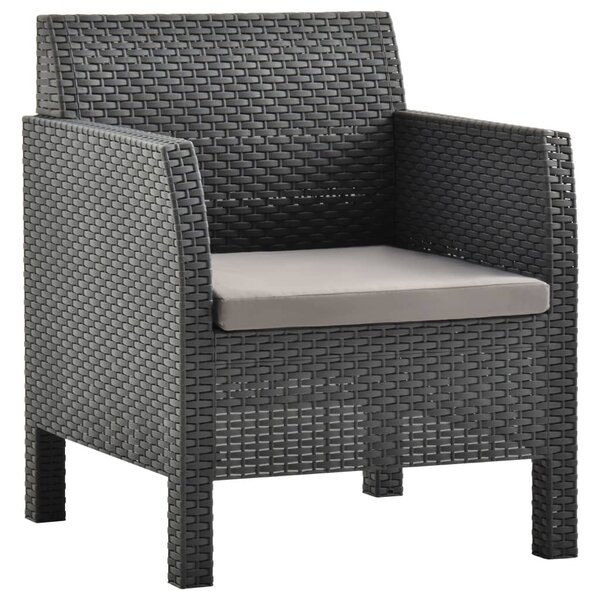 Antracitszürke rattan kerti szék párnával 63 x 65 x 76 cm PP rattan