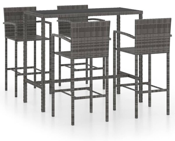 5 darabos szürke polyrattan kerti bárszett