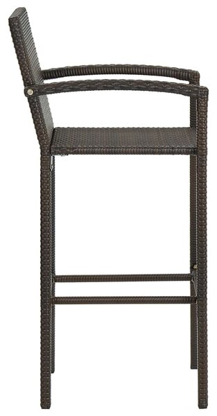5 részes barna polyrattan kültéri bárszett kartámasszal