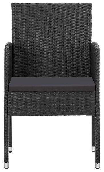 5 részes fekete polyrattan kerti étkezőgarnitúra