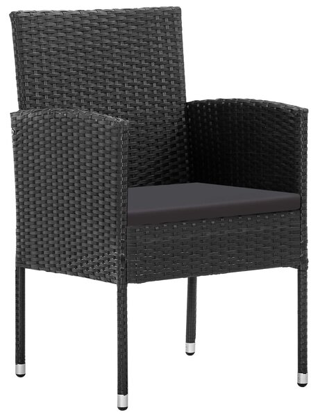 5 részes fekete polyrattan kerti étkezőgarnitúra