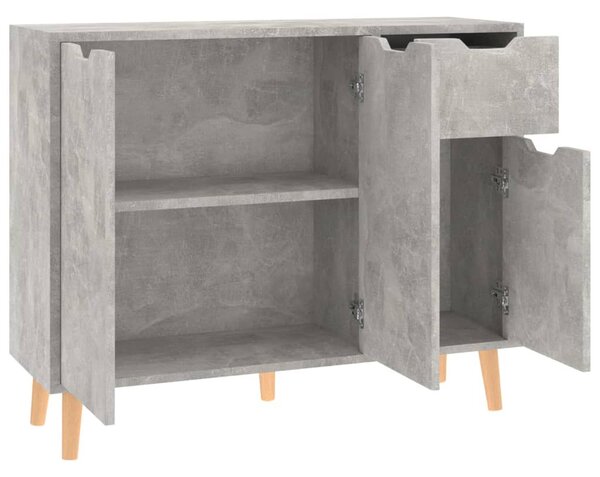 Betonszürke szerelt fa tálalószekrény 90 x 30 x 72 cm