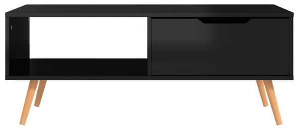 Magasfényű fekete szerelt fa dohányzóasztal 100 x 49,5 x 43 cm