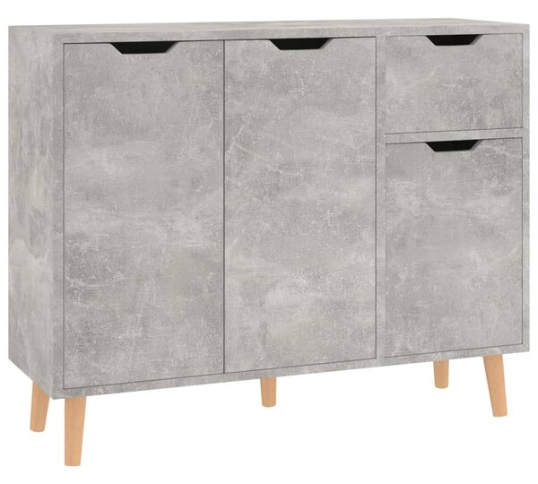 Betonszürke szerelt fa tálalószekrény 90 x 30 x 72 cm