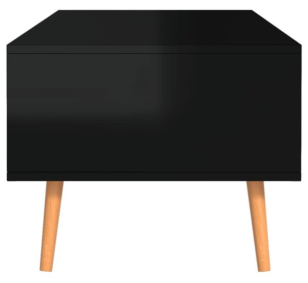 Magasfényű fekete szerelt fa dohányzóasztal 100 x 49,5 x 43 cm
