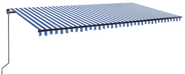 Kék és fehér kézzel kihúzható napellenző 600 x 350 cm