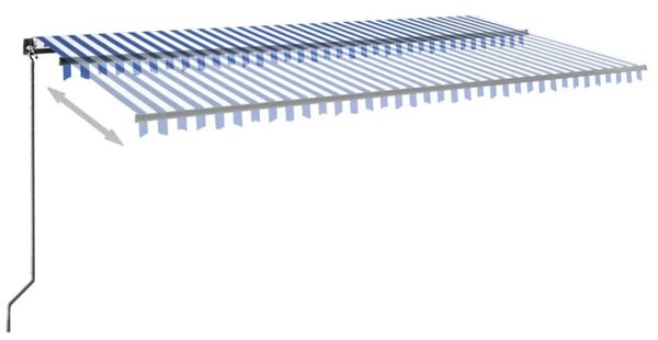 Kék és fehér kézzel kihúzható napellenző 600 x 350 cm