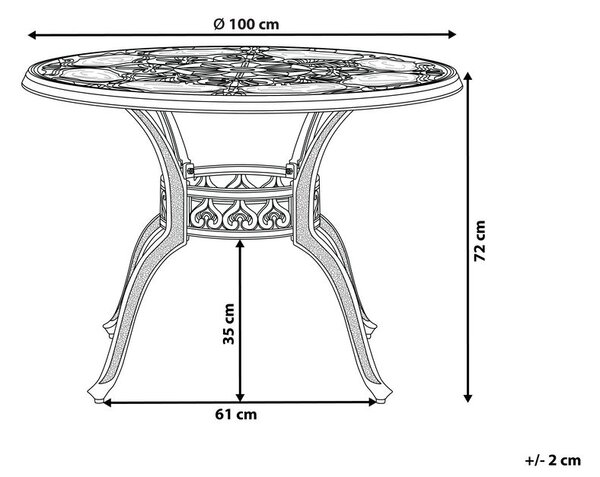 Kerti asztal SAPRI 100 cm 100 cm Fém Sötétbarna