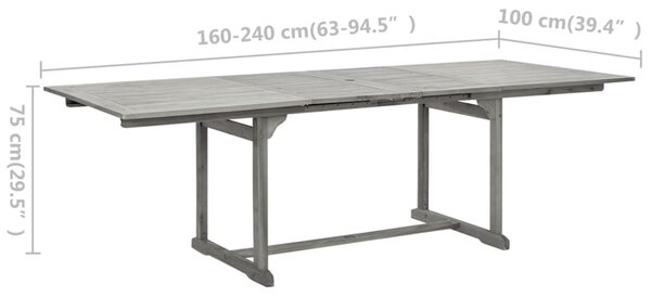 Tömör akácfa kerti étkezőasztal (160-240) x 100 x 75 cm