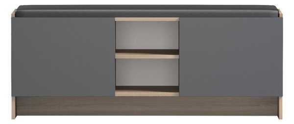Cipőtároló pad, Zulla, antracit, 37x110x43 cm
