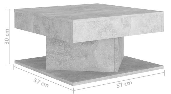 Betonszürke szerelt fa dohányzóasztal 57 x 57 x 30 cm