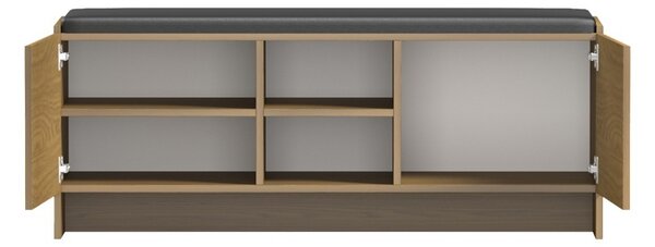 Cipőtároló pad, Zulla, dió, 37x110x43 cm