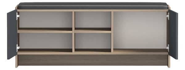 Cipőtároló pad, Zulla, antracit, 37x110x43 cm
