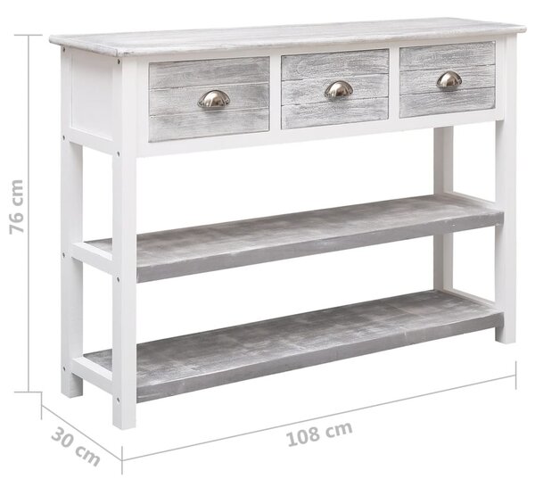 Antik szürke tömör császárfa tálalószekrény 108 x 30 x 76 cm