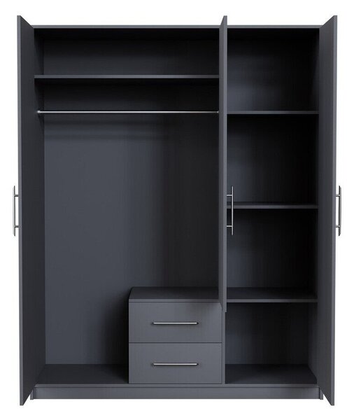 Gardróbszekrény Cavmero 102, Laminált forgácslap, 190x150x56cm, Antracit