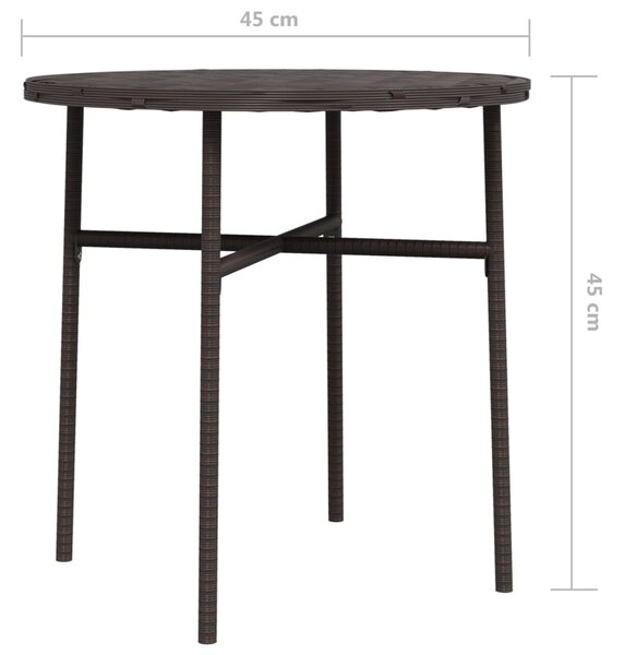 Barna polyrattan teázóasztal 45 cm