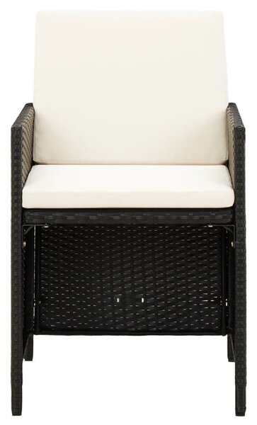4 részes fekete kerti polyrattan szék- és zsámolyszett