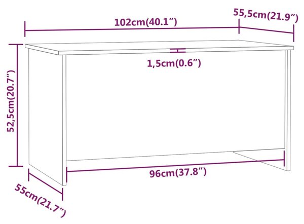 Betonszürke szerelt fa dohányzóasztal 102 x 55,5 x 52,5 cm