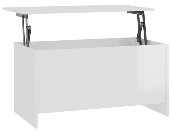 Magasfényű fehér szerelt fa dohányzóasztal 102 x 55,5 x 52,5 cm