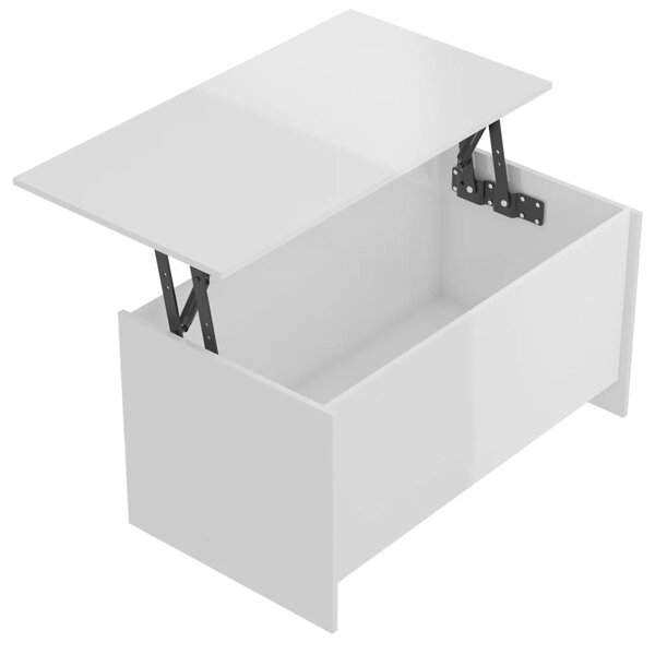 Magasfényű fehér szerelt fa dohányzóasztal 102 x 55,5 x 52,5 cm