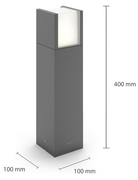 Philips Arbour UE LED lábazati lámpa, Fekete, Alumínium, Modern