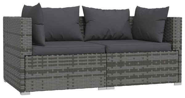 3 részes szürke polyrattan kerti ülőgarnitúra párnákkal