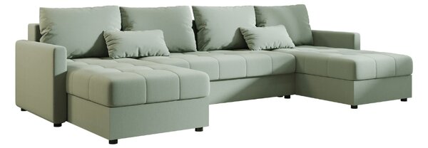 VENORIA U alakú kihúzható ülőgarnitúra, 285x146 cm, világoszöld + 2 párna INGYEN