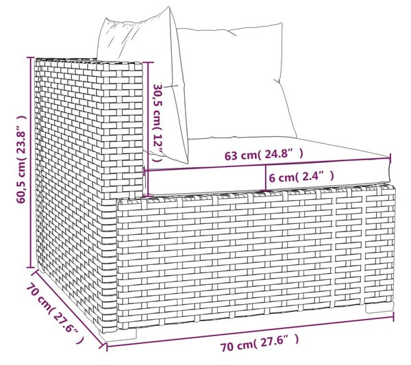 3 részes barna polyrattan kerti ülőgarnitúra párnákkal