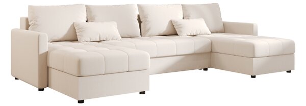 VENORIA U alakú kihúzható ülőgarnitúra, 285x146 cm, krémszínű + 2 párna INGYEN