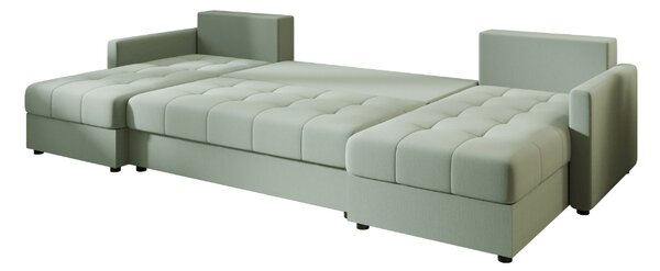 VENORIA U alakú kihúzható ülőgarnitúra, 285x146 cm, világoszöld + 2 párna INGYEN
