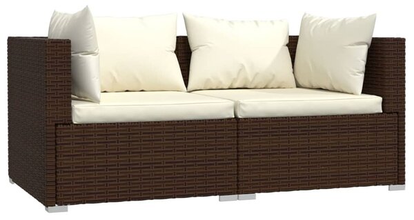 3 részes barna polyrattan kerti ülőgarnitúra párnákkal