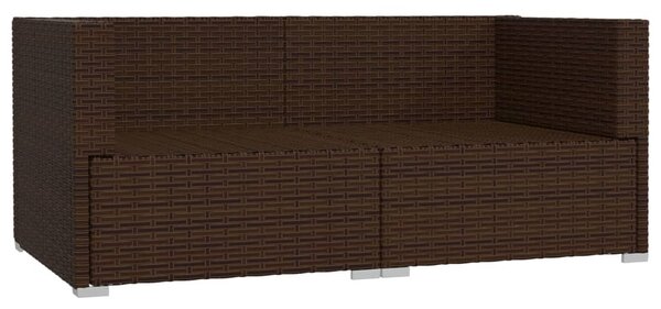 Kétszemélyes barna polyrattan kanapé párnákkal