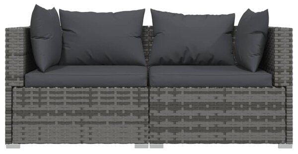 3 részes szürke polyrattan kerti ülőgarnitúra párnákkal