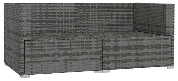 Szürke kétszemélyes polyrattan kanapé párnákkal