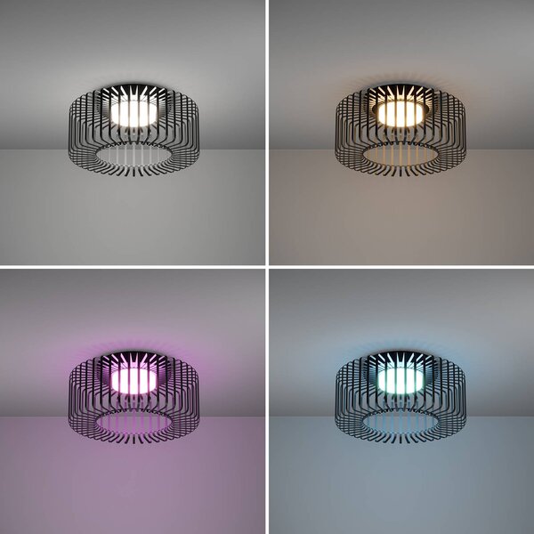 EGLO connect LED mennyezeti lámpa Ginestrone-Z, fekete, alumínium, dimmelhető, Fekete, Nappali / Étkező, fém, Modern