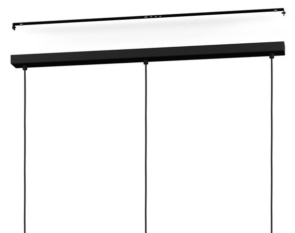 EGLO Oilella függőlámpa, fekete-szürke, 95 cm hosszú, üveg, 3-lámpás., dimmelhető, Fekete, Nappali / Étkező, Üveg