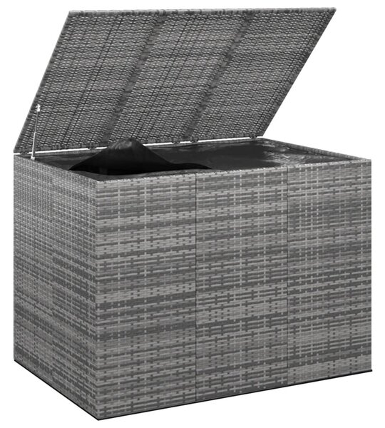 Szürke polyrattan kerti párnatartó doboz 145 x 100 x 103 cm