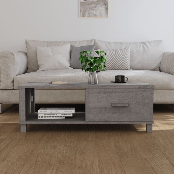 HAMAR világosszürke tömör fenyőfa dohányzóasztal 100x55x35 cm