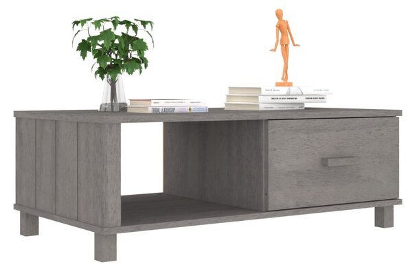 HAMAR világosszürke tömör fenyőfa dohányzóasztal 100x55x35 cm