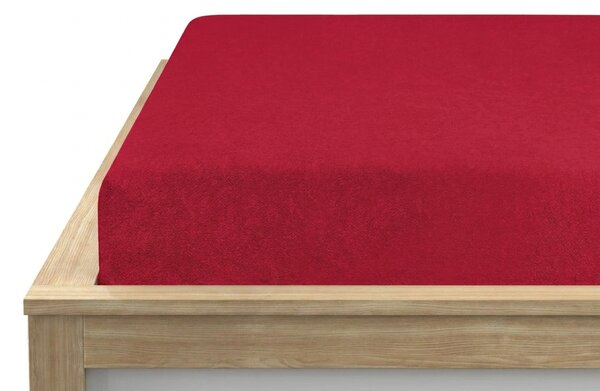 Gumis lepedő PREMIUM piros frottír 180x200 cm