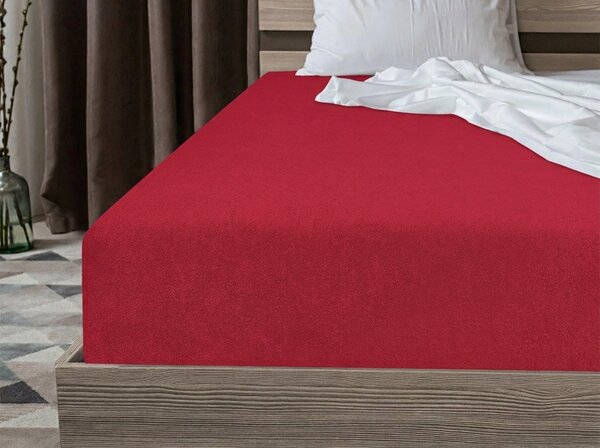 Gumis lepedő PREMIUM piros frottír 180x200 cm